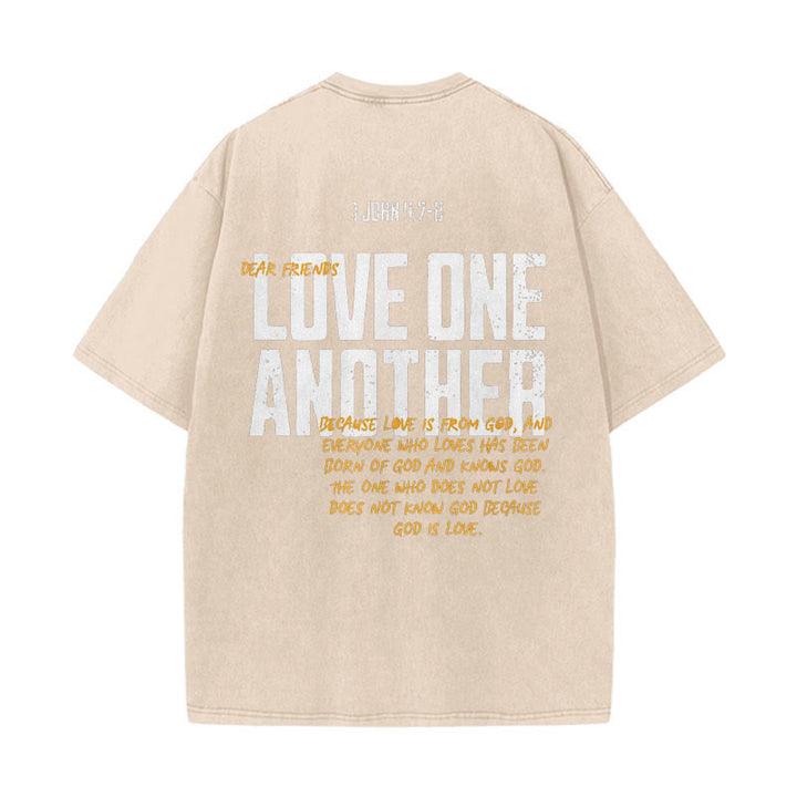 Christianartworkshop Unisex-T-Shirt mit Aufschrift „Love One Another“, gewaschen - Aprikose - 5XL - image 13