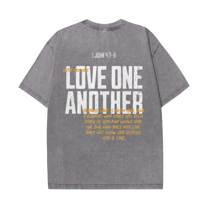 Christianartworkshop Unisex-T-Shirt mit Aufschrift „Love One Another“, gewaschen - Grau - 5XL - image 5