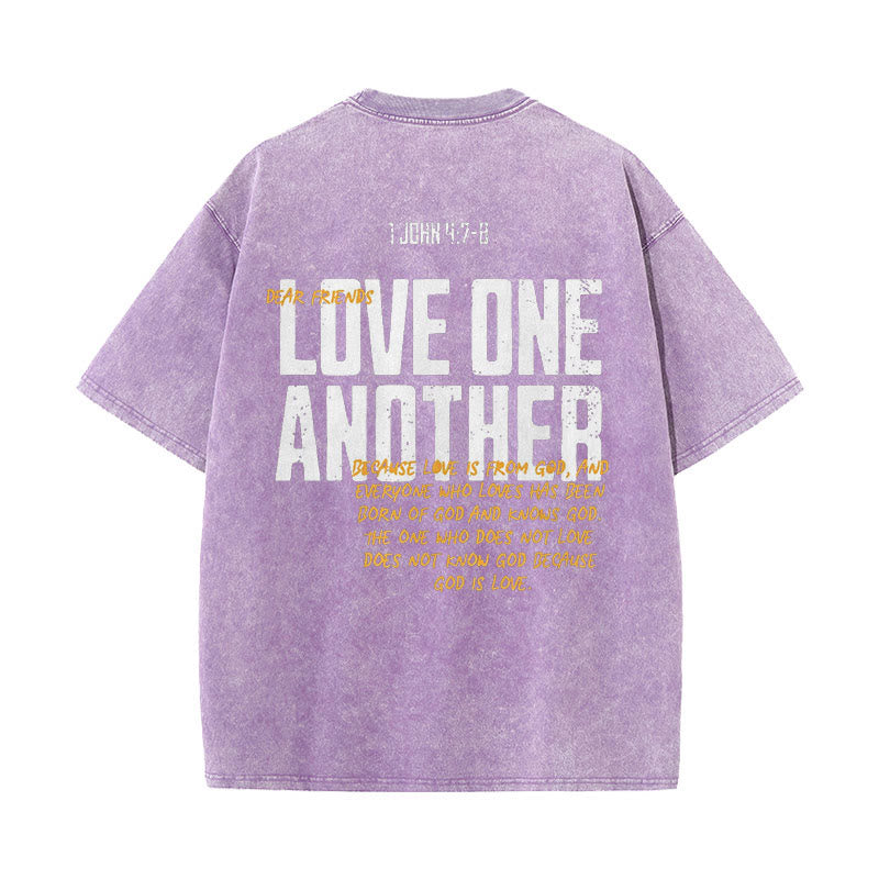 Christianartworkshop Unisex-T-Shirt mit Aufschrift „Love One Another“, gewaschen - Lila - 5XL - image 15