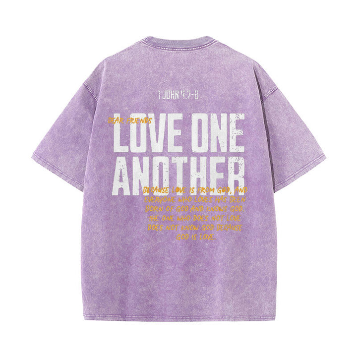Christianartworkshop Unisex-T-Shirt mit Aufschrift „Love One Another“, gewaschen - Lila - 5XL - image 15