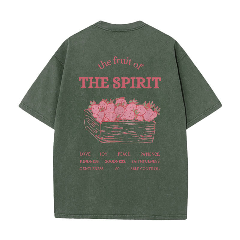 Christianartworkshop Frucht des Geistes Unisex gewaschenes T-Shirt - Armeegrün - 5XL - image 7