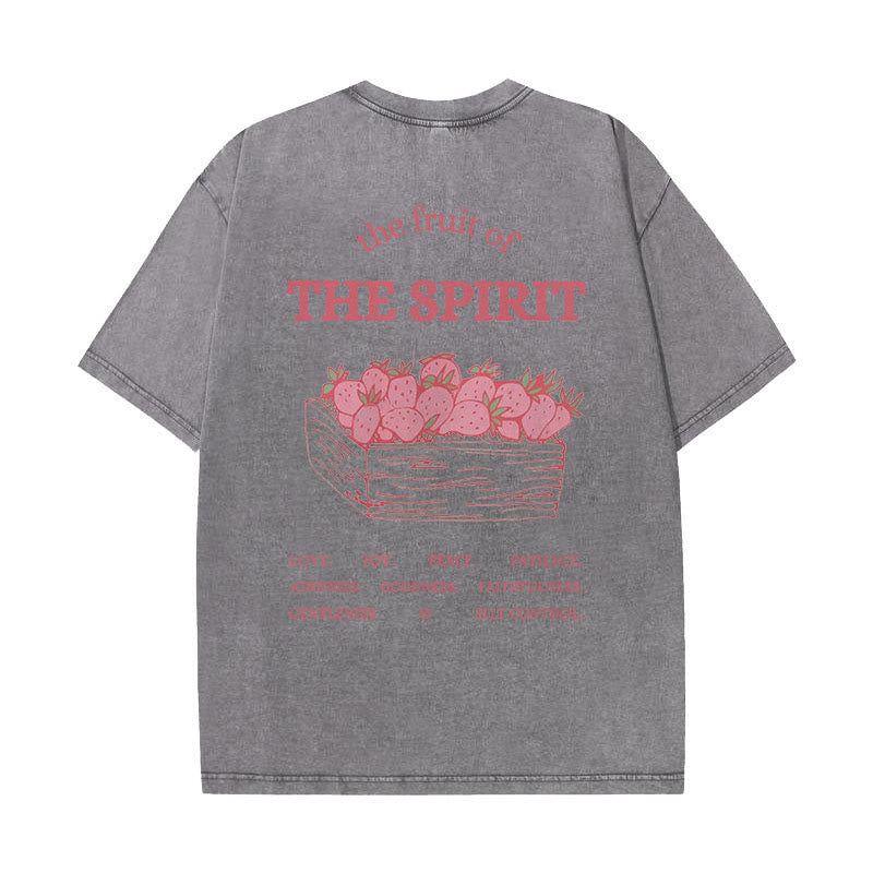 Christianartworkshop Frucht des Geistes Unisex gewaschenes T-Shirt - Grau - 5XL - image 5
