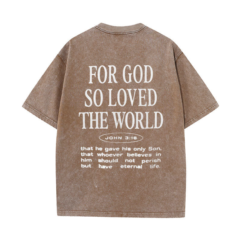 Christianartworkshop "Denn Gott hat die Welt so geliebt" Unisex gewaschenes T-Shirt - Kaffee - 5XL - image 8