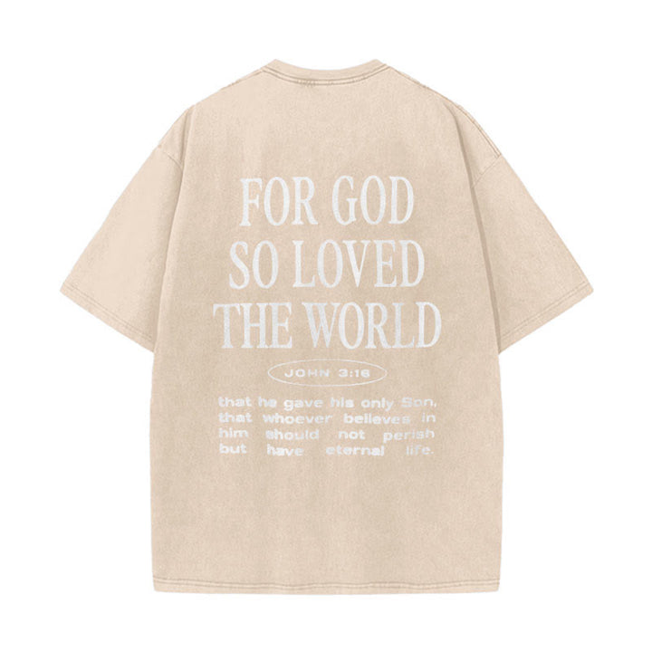 Christianartworkshop "Denn Gott hat die Welt so geliebt" Unisex gewaschenes T-Shirt - Aprikose - 5XL - image 13