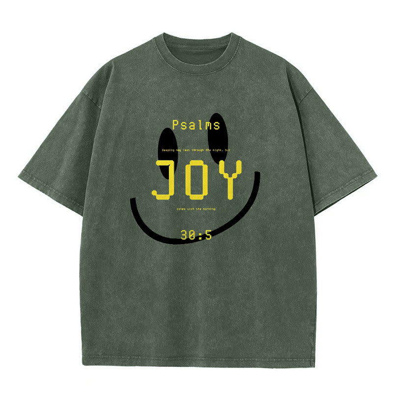 Christianartworkshop Joy Psalm 30:5 Unisex gewaschenes T-Shirt - Armeegrün - 5XL - image 4