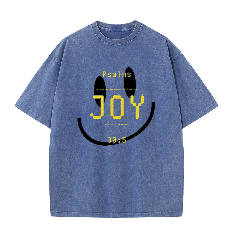 Christianartworkshop Joy Psalm 30:5 Unisex gewaschenes T-Shirt - Blau - 5XL - image 1