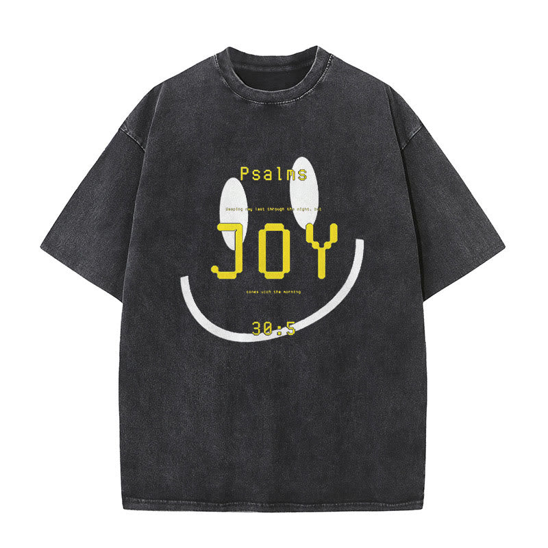 Christianartworkshop Joy Psalm 30:5 Unisex gewaschenes T-Shirt - Schwarz - 5XL - image 0