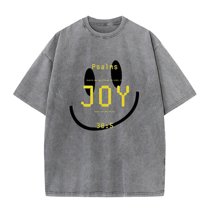 Christianartworkshop Joy Psalm 30:5 Unisex gewaschenes T-Shirt - Grau - 5XL - image 2