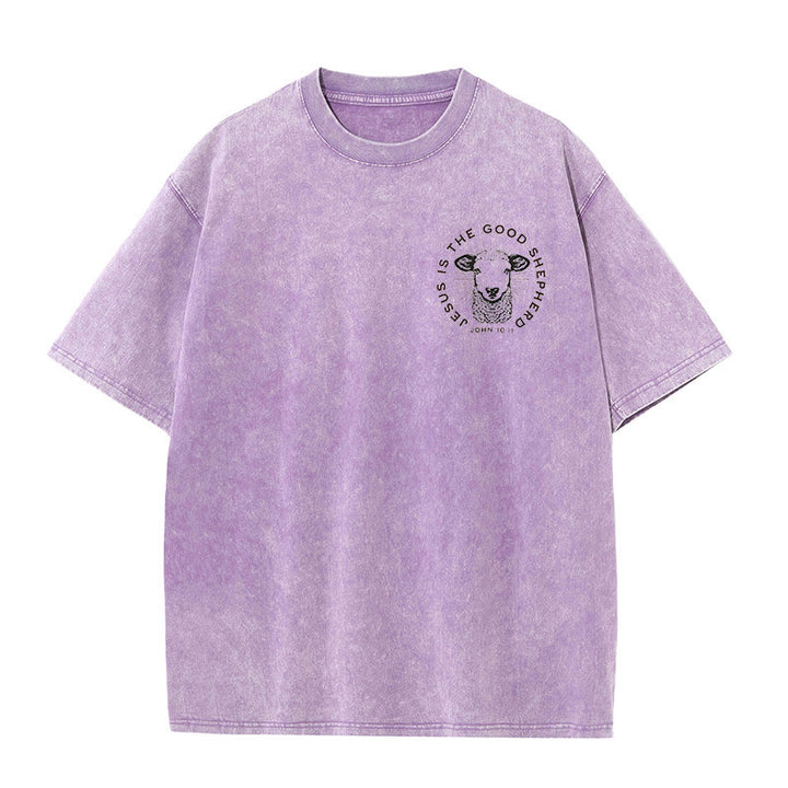 Christianartworkshop "Er verließ die 99, um mich zu retten" Unisex gewaschenes T-Shirt - image 15