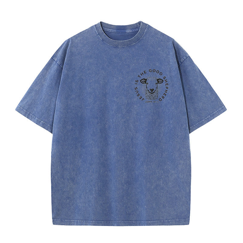 Christianartworkshop "Er verließ die 99, um mich zu retten" Unisex gewaschenes T-Shirt - image 3