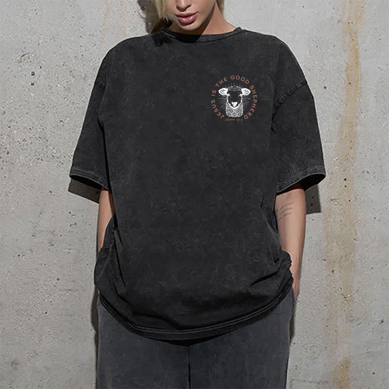 Christianartworkshop "Er verließ die 99, um mich zu retten" Unisex gewaschenes T-Shirt - image 19