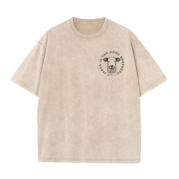 Christianartworkshop "Er verließ die 99, um mich zu retten" Unisex gewaschenes T-Shirt - image 14