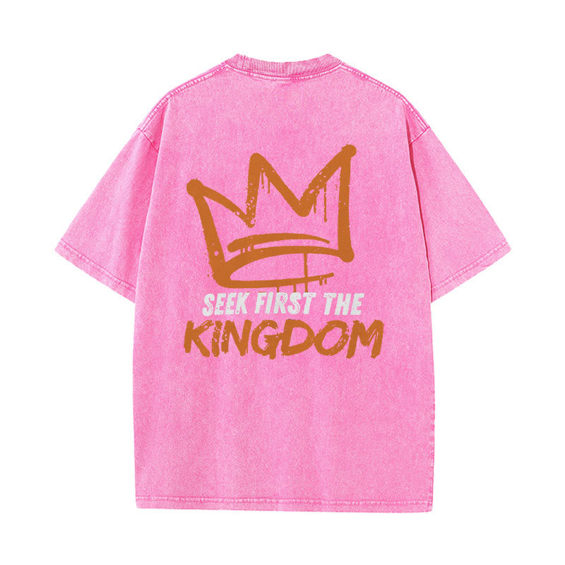Christianartworkshop Seek First The Kingdom Christliches Unisex-T-Shirt, gewaschen - Rosa - 5XL - image 11