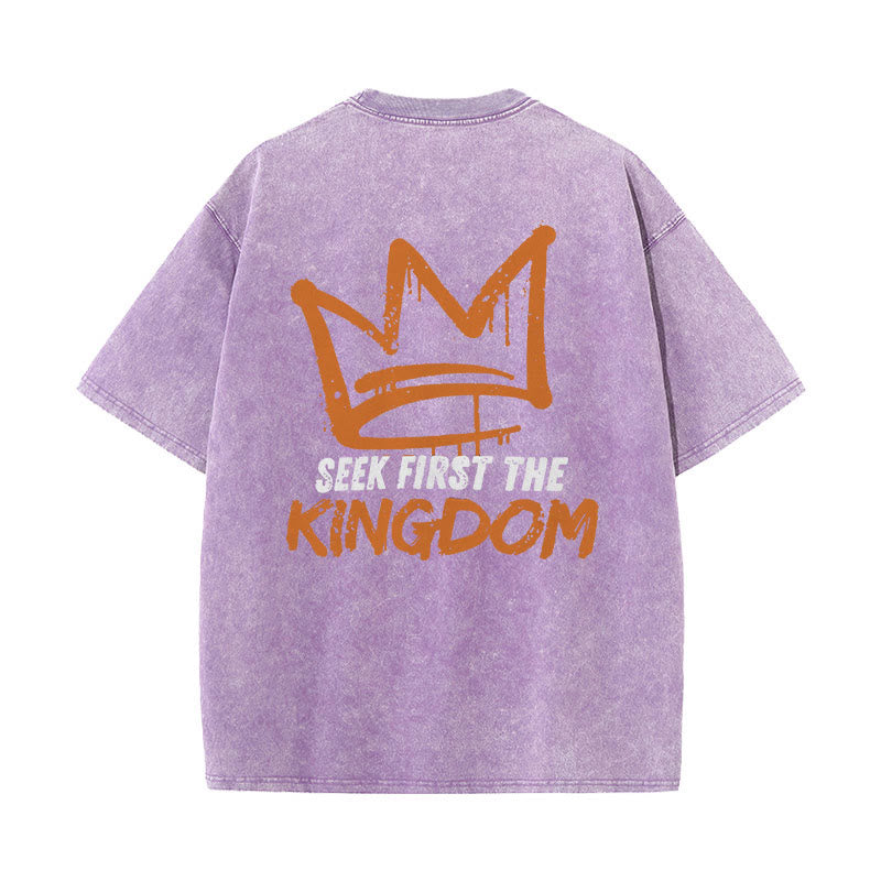 Christianartworkshop Seek First The Kingdom Christliches Unisex-T-Shirt, gewaschen - Lila - 5XL - image 15