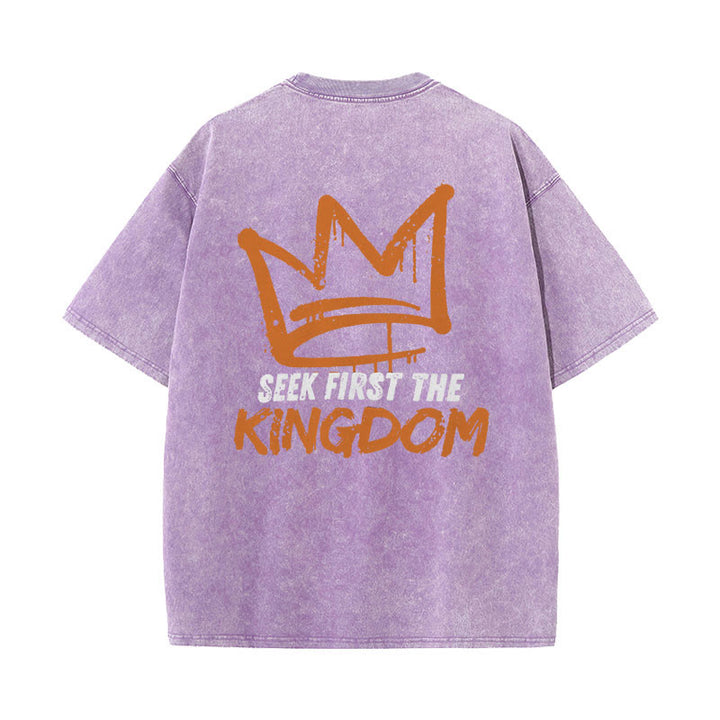 Christianartworkshop Seek First The Kingdom Christliches Unisex-T-Shirt, gewaschen - Lila - 5XL - image 15