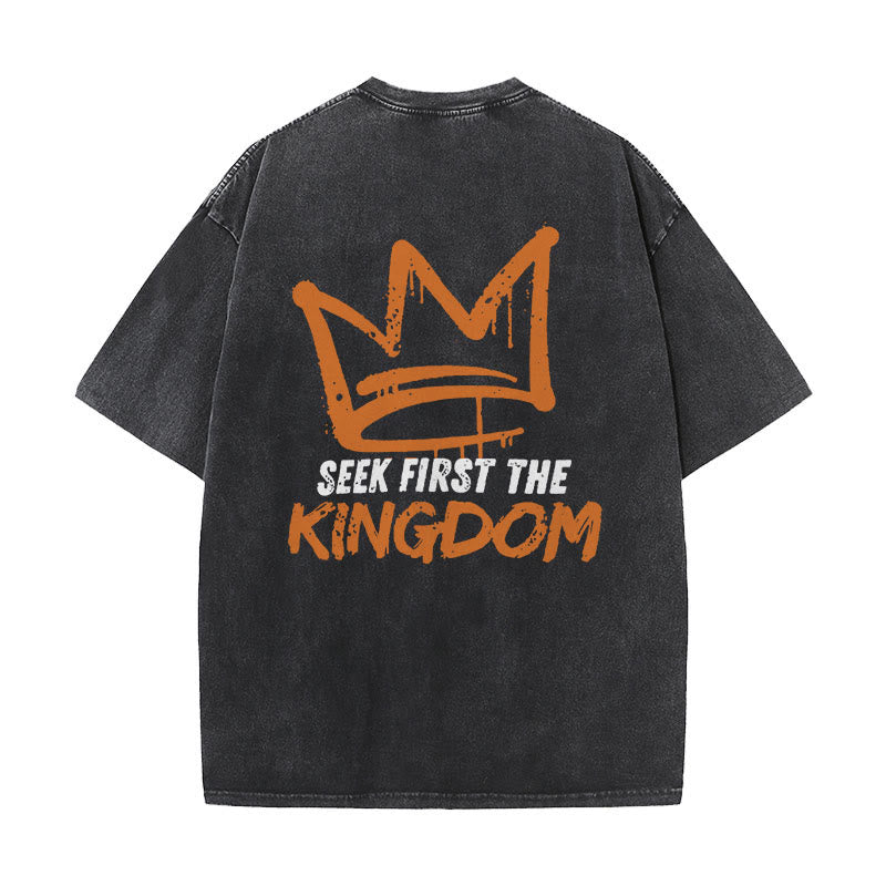 Christianartworkshop Seek First The Kingdom Christliches Unisex-T-Shirt, gewaschen - Schwarz - 5XL - image 1