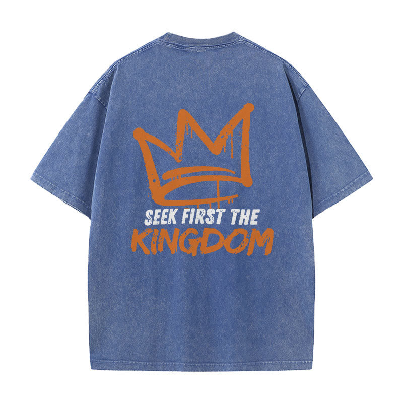 Christianartworkshop Seek First The Kingdom Christliches Unisex-T-Shirt, gewaschen - Blau - 5XL - image 3