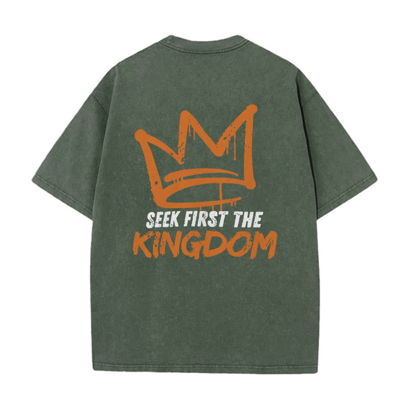 Christianartworkshop Seek First The Kingdom Christliches Unisex-T-Shirt, gewaschen - Armeegrün - 5XL - image 7