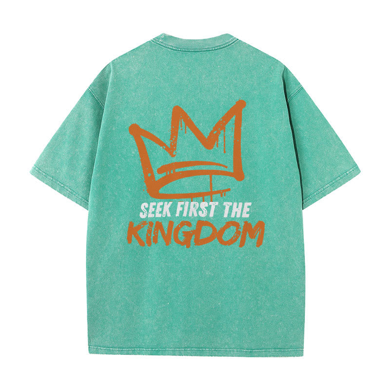 Christianartworkshop Seek First The Kingdom Christliches Unisex-T-Shirt, gewaschen - Grün - 5XL - image 17