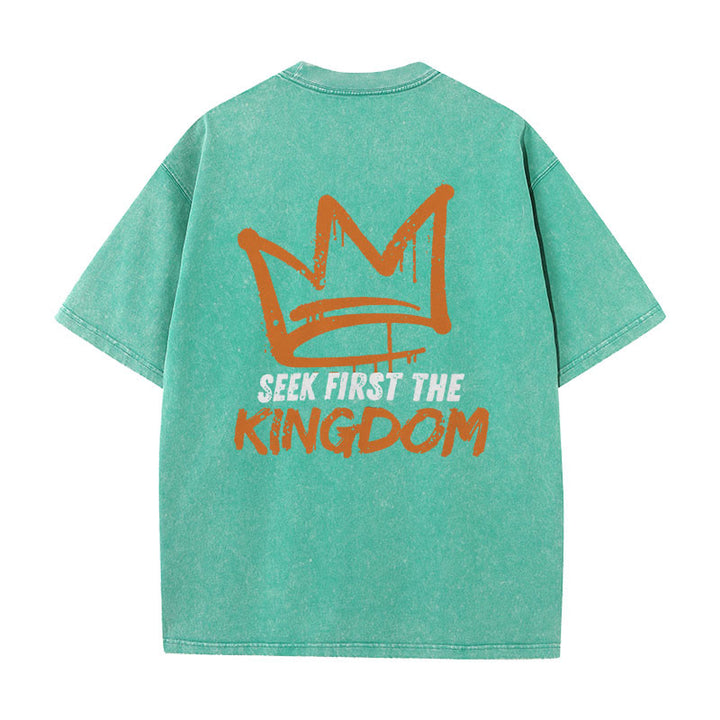 Christianartworkshop Seek First The Kingdom Christliches Unisex-T-Shirt, gewaschen - Grün - 5XL - image 17