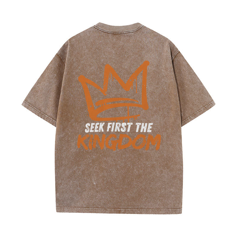 Christianartworkshop Seek First The Kingdom Christliches Unisex-T-Shirt, gewaschen - Kaffee - 5XL - image 9