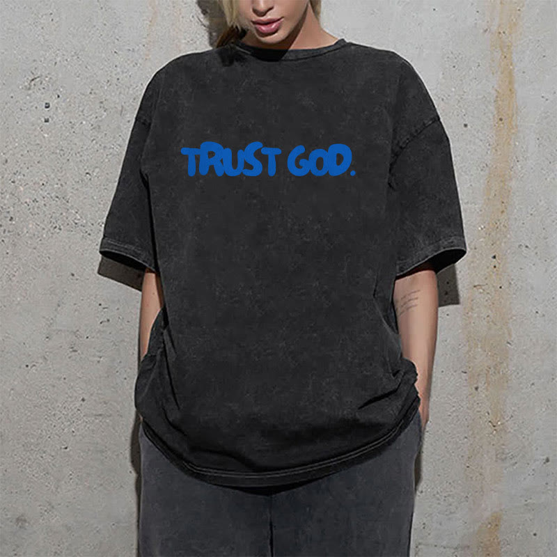 Christianartworkshop Vertrauen in Gott Unisex gewaschenes T-Shirt - image 2