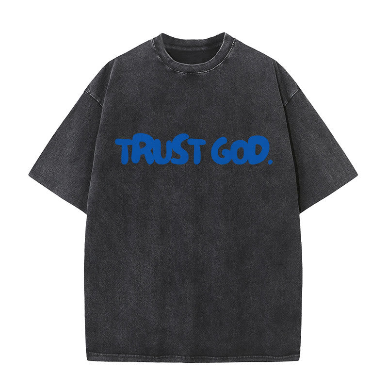 Christianartworkshop Vertrauen in Gott Unisex gewaschenes T-Shirt - Schwarz - 5XL - image 1
