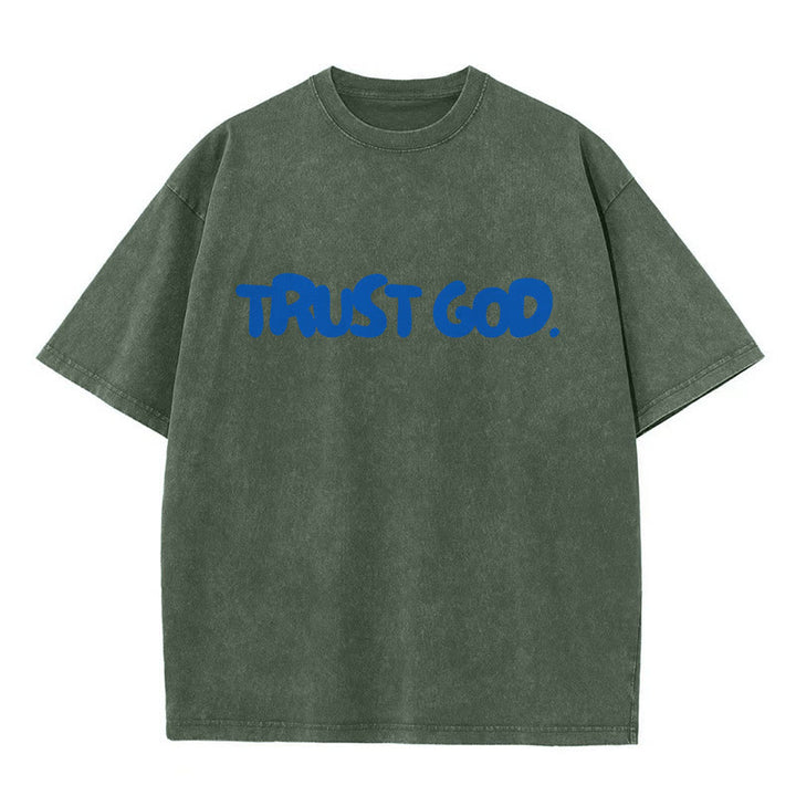 Christianartworkshop Vertrauen in Gott Unisex gewaschenes T-Shirt - Armeegrün - 5XL - image 8