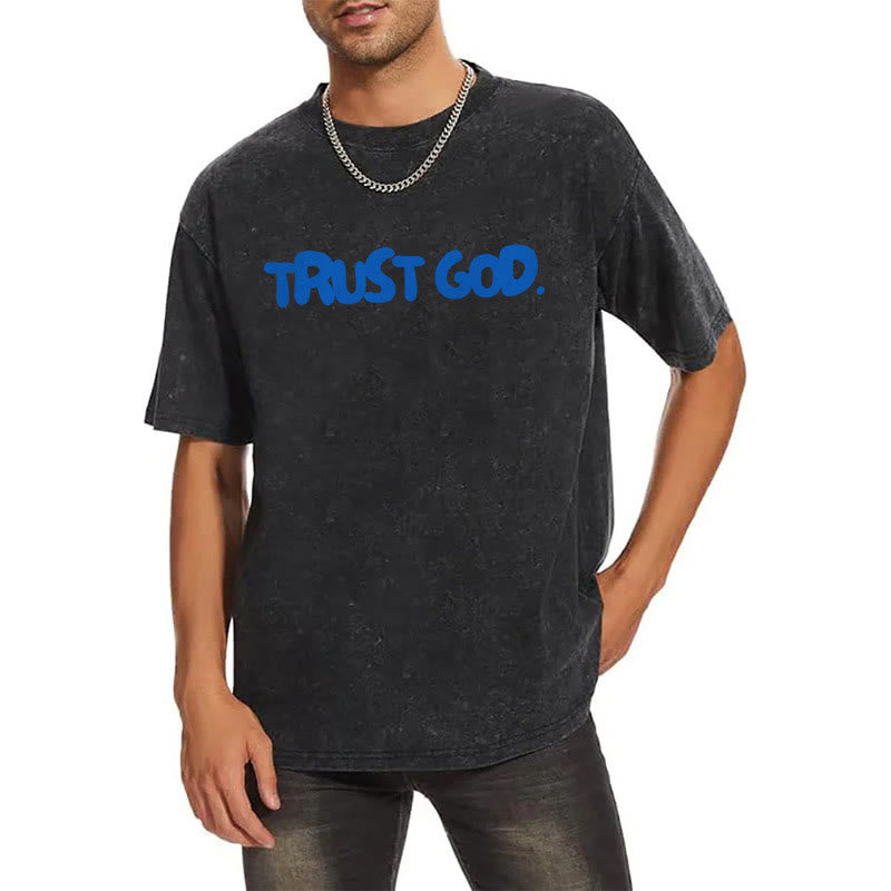 Christianartworkshop Vertrauen in Gott Unisex gewaschenes T-Shirt - image 3