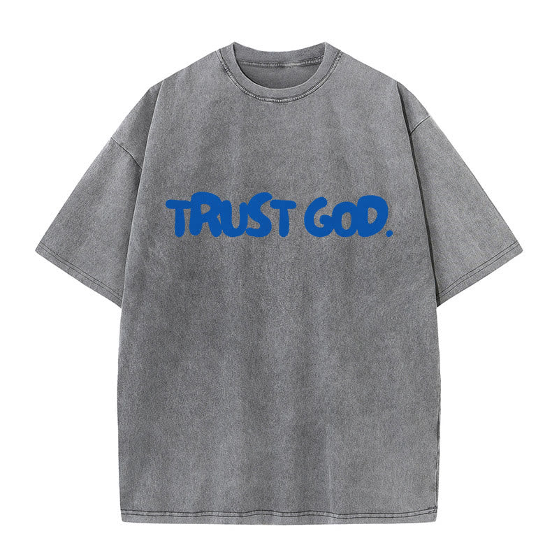 Christianartworkshop Vertrauen in Gott Unisex gewaschenes T-Shirt - Grau - 5XL - image 6