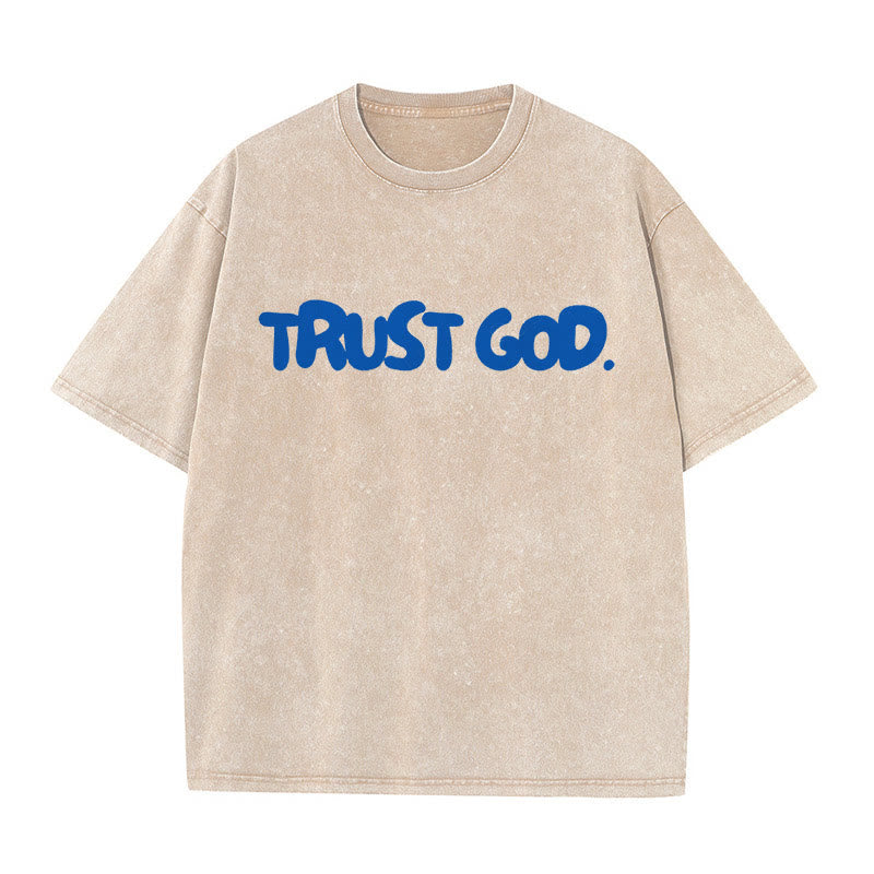 Christianartworkshop Vertrauen in Gott Unisex gewaschenes T-Shirt - Aprikose - 5XL - image 5