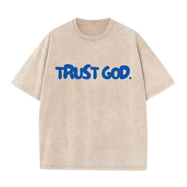Christianartworkshop Vertrauen in Gott Unisex gewaschenes T-Shirt - Aprikose - 5XL - image 5