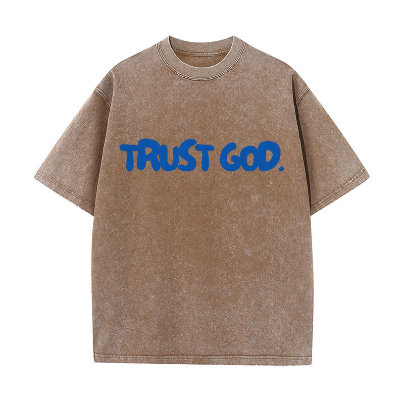 Christianartworkshop Vertrauen in Gott Unisex gewaschenes T-Shirt - Kaffee - 5XL - image 12