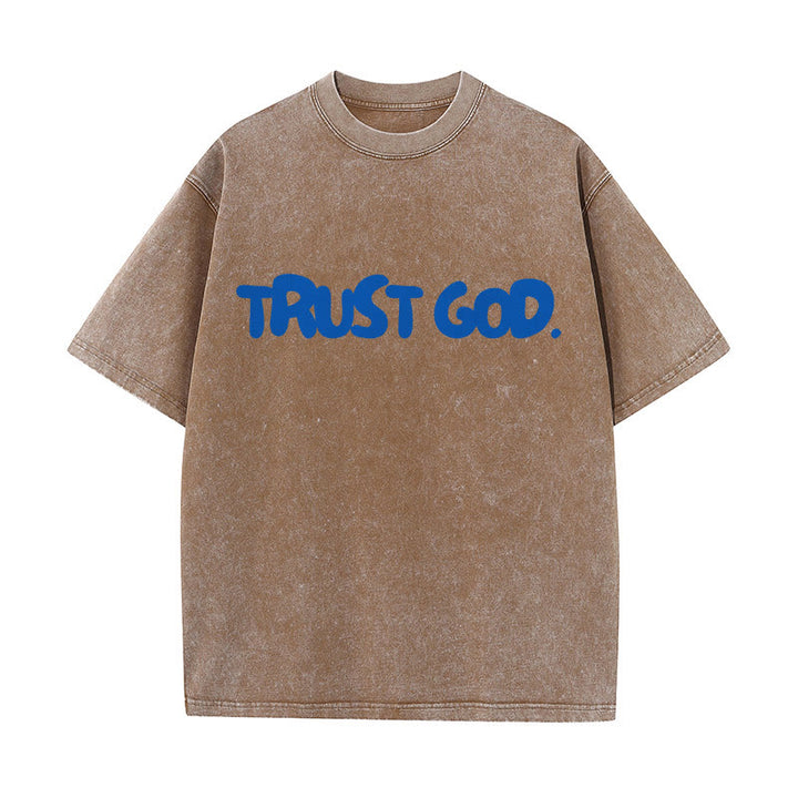 Christianartworkshop Vertrauen in Gott Unisex gewaschenes T-Shirt - Kaffee - 5XL - image 12