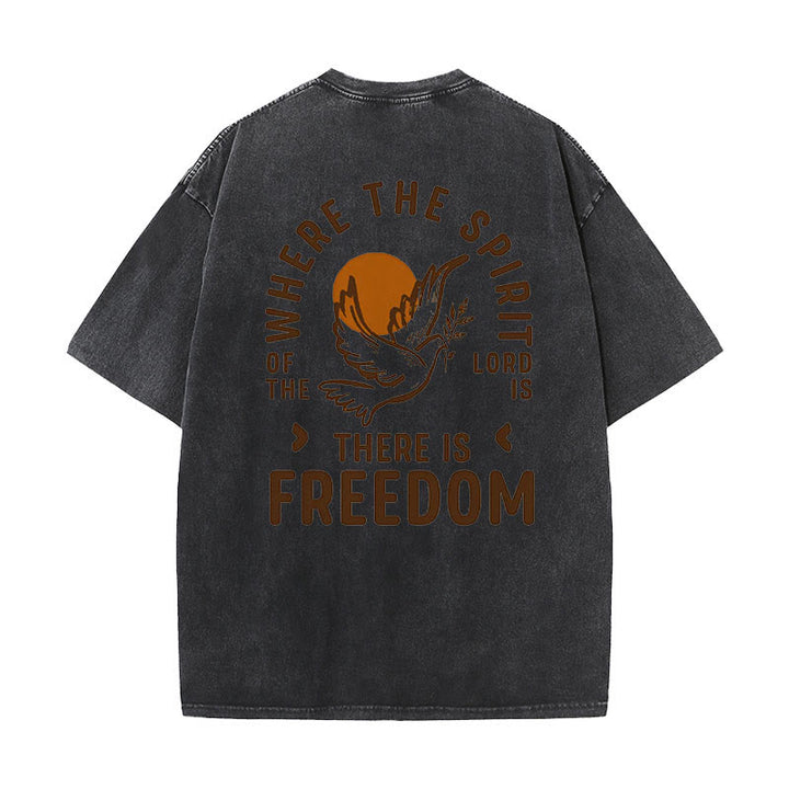 Christianartworkshop Unisex-T-Shirt mit Aufschrift „Geist des Herrn und Freiheit“, gewaschen - Schwarz - 5XL - image 18