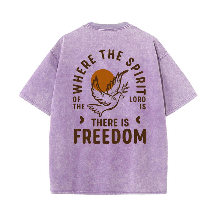 Christianartworkshop Unisex-T-Shirt mit Aufschrift „Geist des Herrn und Freiheit“, gewaschen - Lila - 5XL - image 14