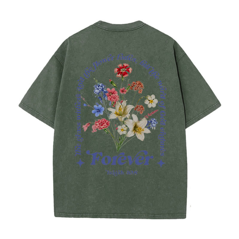 Christianartworkshop Ewiges Wort Gottes Unisex gewaschenes T-Shirt - Armeegrün - 5XL - image 10