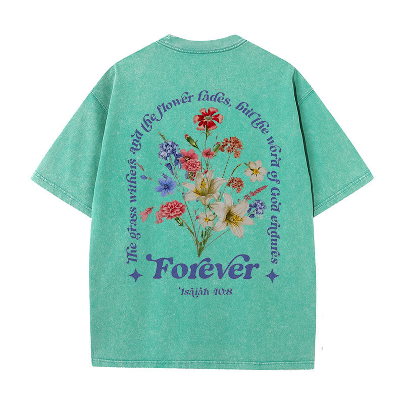 Christianartworkshop Ewiges Wort Gottes Unisex gewaschenes T-Shirt - Grün - 5XL - image 5