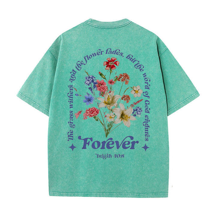 Christianartworkshop Ewiges Wort Gottes Unisex gewaschenes T-Shirt - Grün - 5XL - image 5