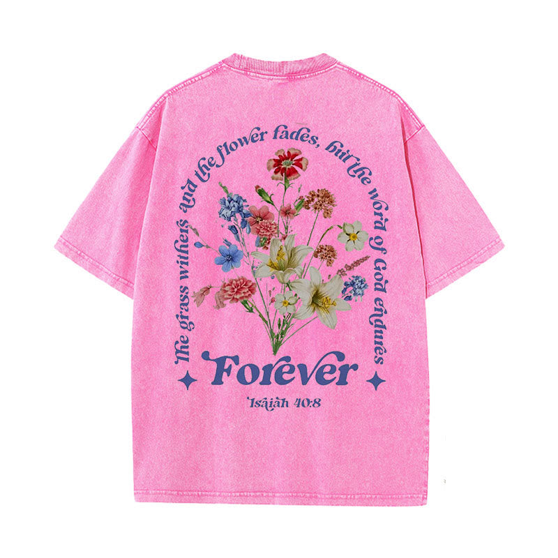 Christianartworkshop Ewiges Wort Gottes Unisex gewaschenes T-Shirt - Rosa - 5XL - image 4