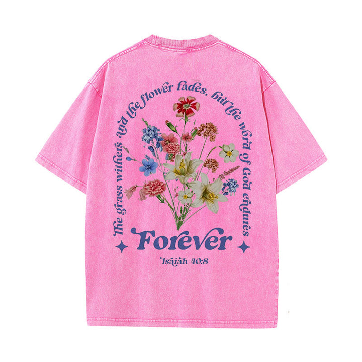 Christianartworkshop Ewiges Wort Gottes Unisex gewaschenes T-Shirt - Rosa - 5XL - image 4