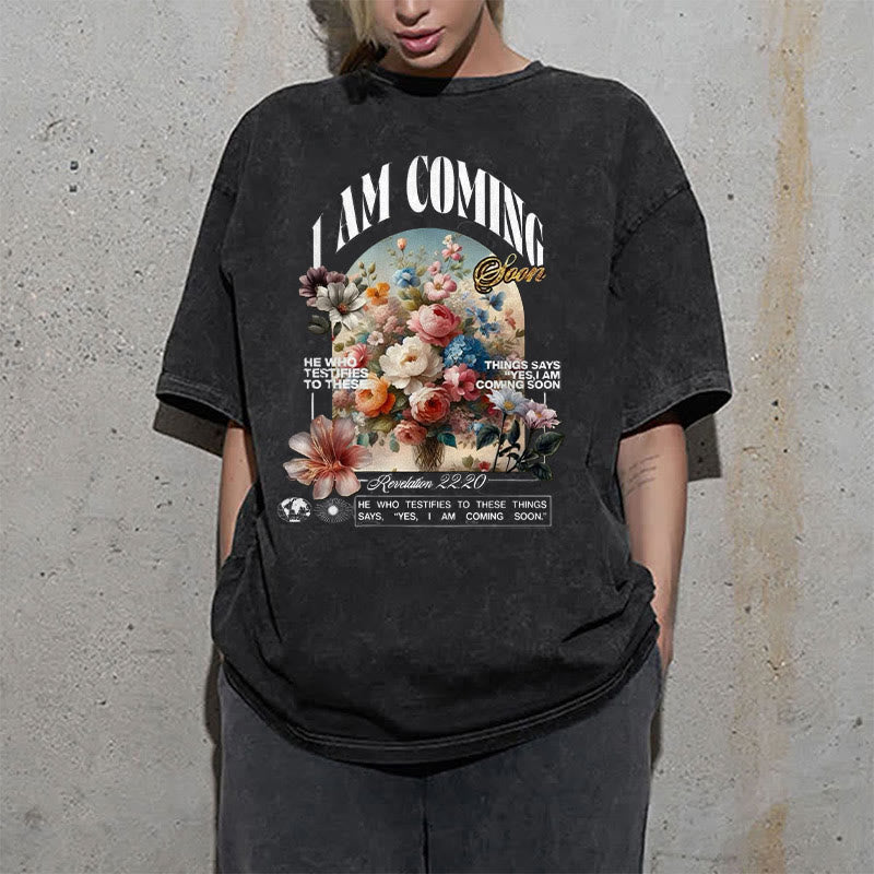 Christianartworkshop Unisex-T-Shirt mit Aufschrift „I Am Coming Soon“, gewaschen - image 1