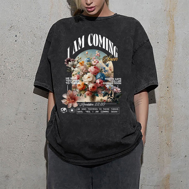 Christianartworkshop Unisex-T-Shirt mit Aufschrift „I Am Coming Soon“, gewaschen - image 1