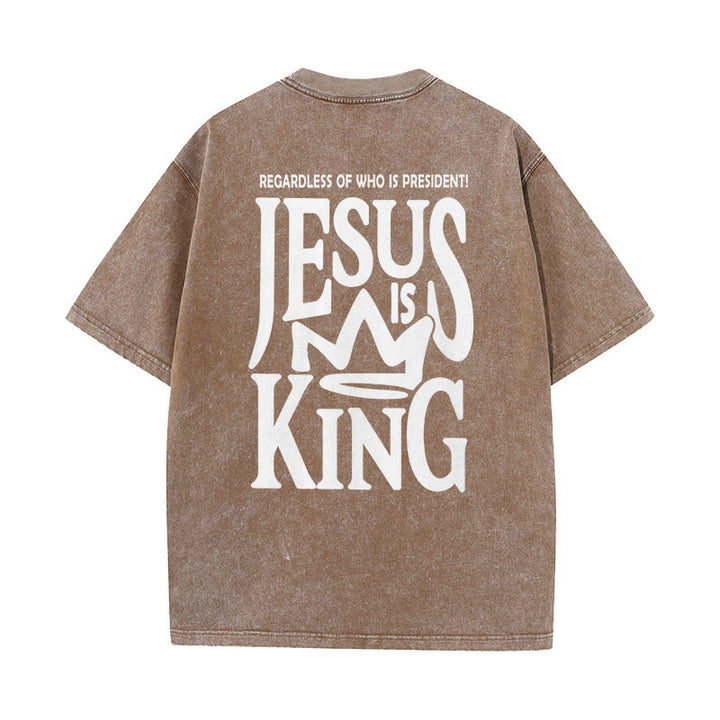 Christianartworkshop Unisex-T-Shirt mit Jesus-Symbol, gewaschen - Kaffee - 5XL - image 18