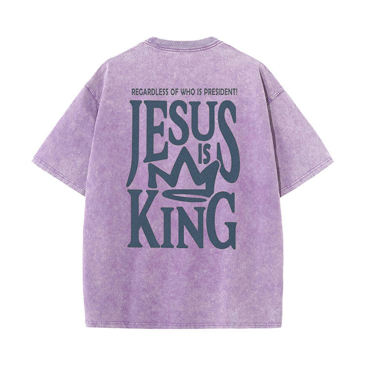 Christianartworkshop Unisex-T-Shirt mit Jesus-Symbol, gewaschen - Lila - 5XL - image 10