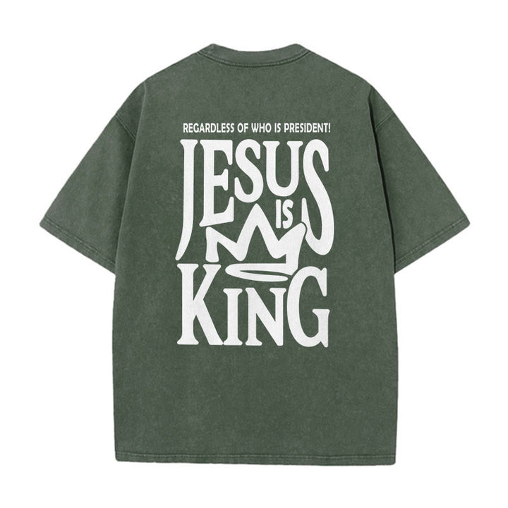 Christianartworkshop Unisex-T-Shirt mit Jesus-Symbol, gewaschen - Armeegrün - 5XL - image 15