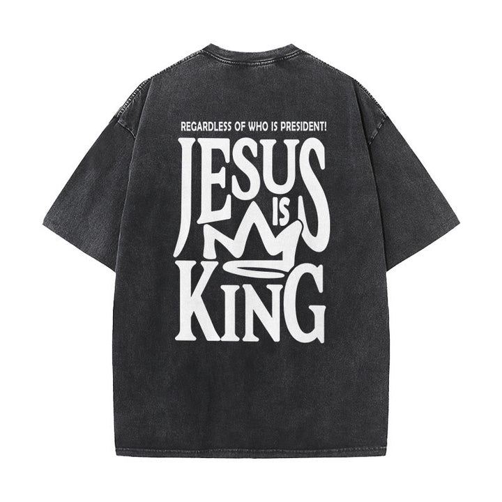 Christianartworkshop Unisex-T-Shirt mit Jesus-Symbol, gewaschen - Schwarz - 5XL - image 8