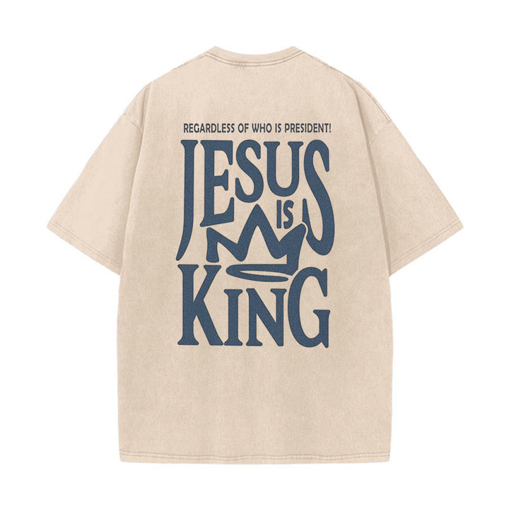 Christianartworkshop Unisex-T-Shirt mit Jesus-Symbol, gewaschen - Aprikose - 5XL - image 3