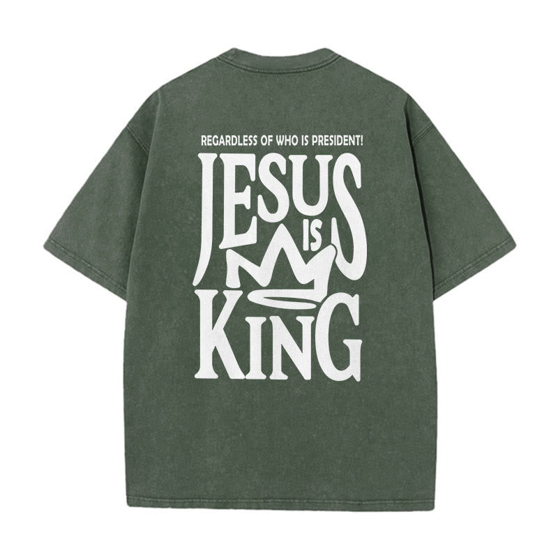 Christianartworkshop Unisex-T-Shirt mit Jesus-Symbol, gewaschen - Armeegrün - 5XL - image 16