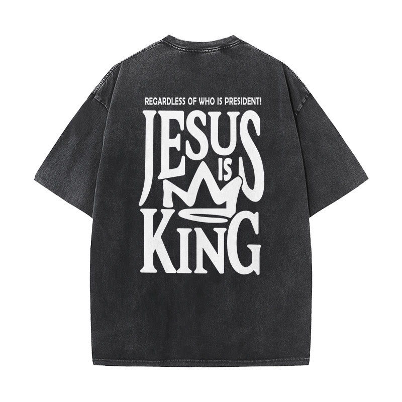 Christianartworkshop Unisex-T-Shirt mit Jesus-Symbol, gewaschen - Schwarz - 5XL - image 7